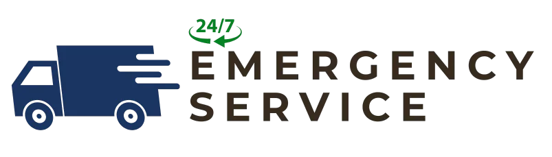 24/7 Emergency Service logo. Blue truck next to 'Emergency Service' text. Fast, reliable support. Lewisville, TX emergency service available.