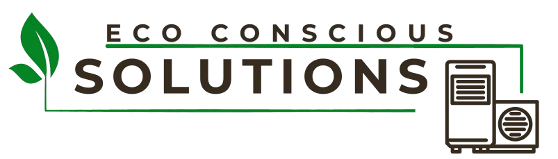 Eco Conscious Solutions logo. Environmentally friendly solutions in Lewisville, TX. Green leaf and AC unit symbolize sustainability.