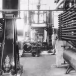Historic HVAC machinery and equipment in a mechanical room, illustrating the evolution of heating and air conditioning technology relevant to Kelly's Heating and Air's expertise in modern HVAC solutions.