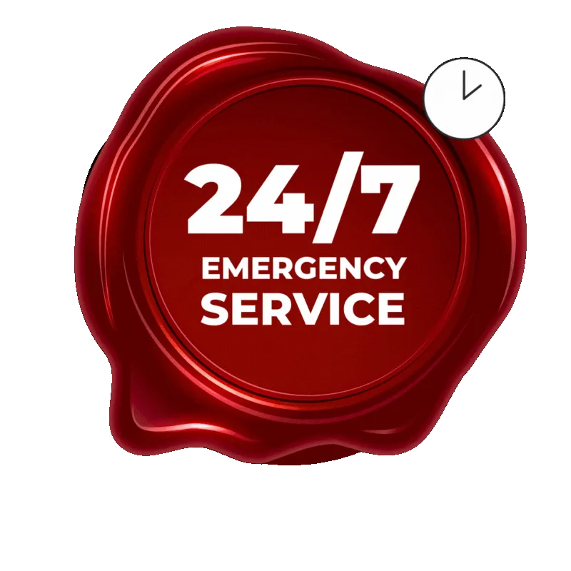 24/7 Emergency Service seal. Round-the-clock support in Lewisville, TX. Always available for your needs. Reliable and efficient assistance.