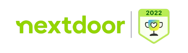 Nextdoor logo with a 2022 award badge. This award highlights our commitment to quality service and customer satisfaction in Lewisville, TX.