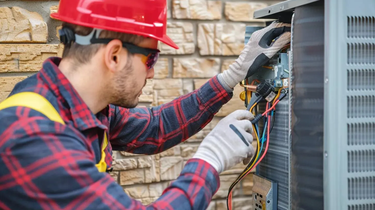 a technician fixing an ac unit