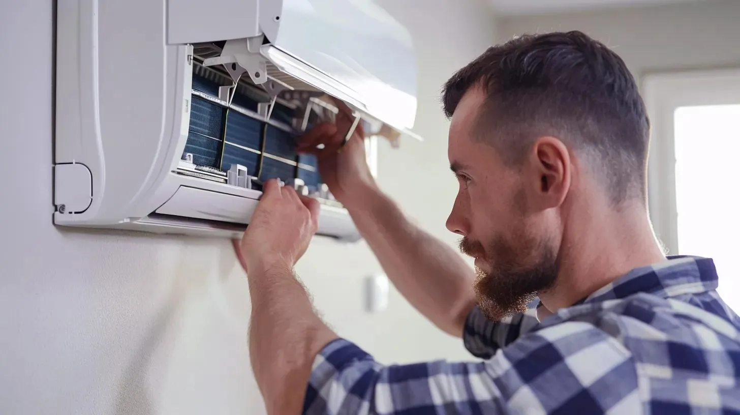 a technician installing an air conditioner