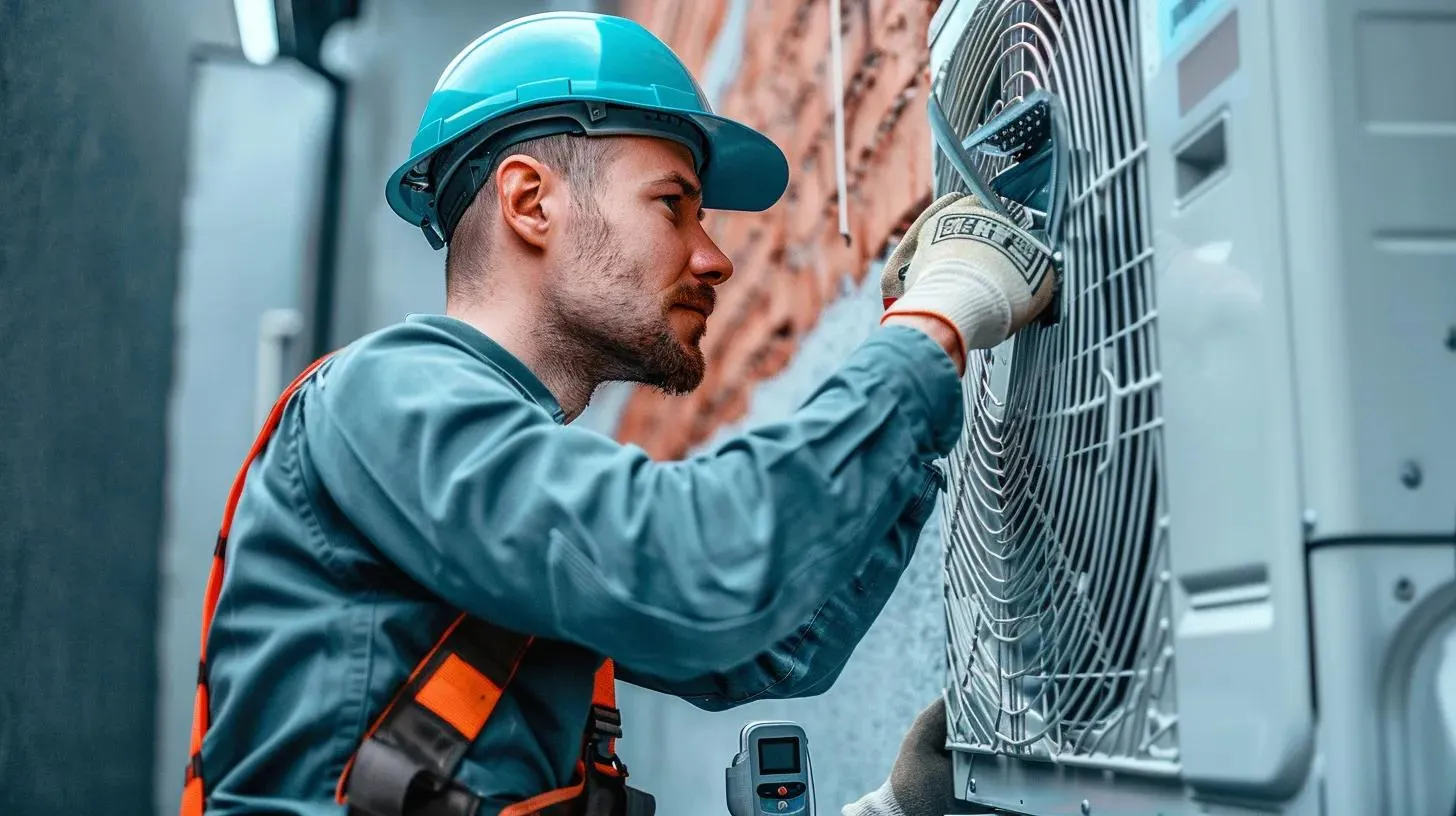 a technician installing an air conditioner
