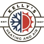 Kelly's Heating and Air logo featuring a snowflake and sun symbol, representing HVAC services, established in 1907.