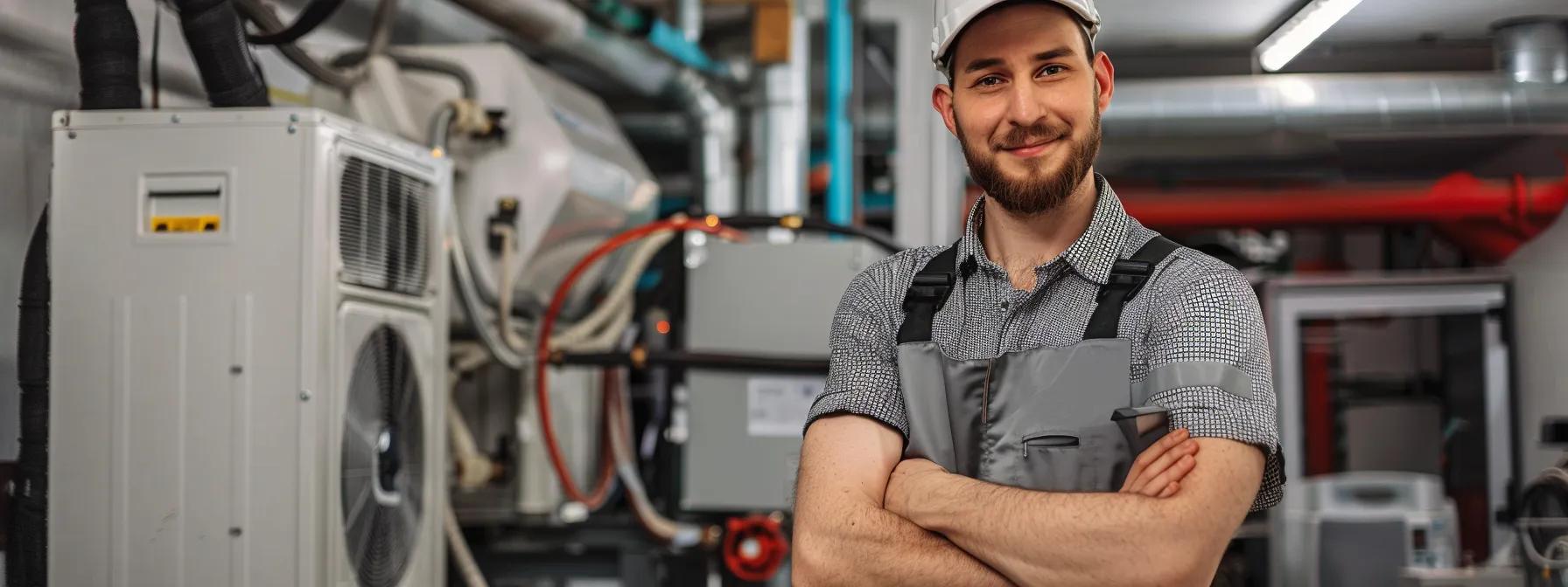 hvac technician proudly holding certification