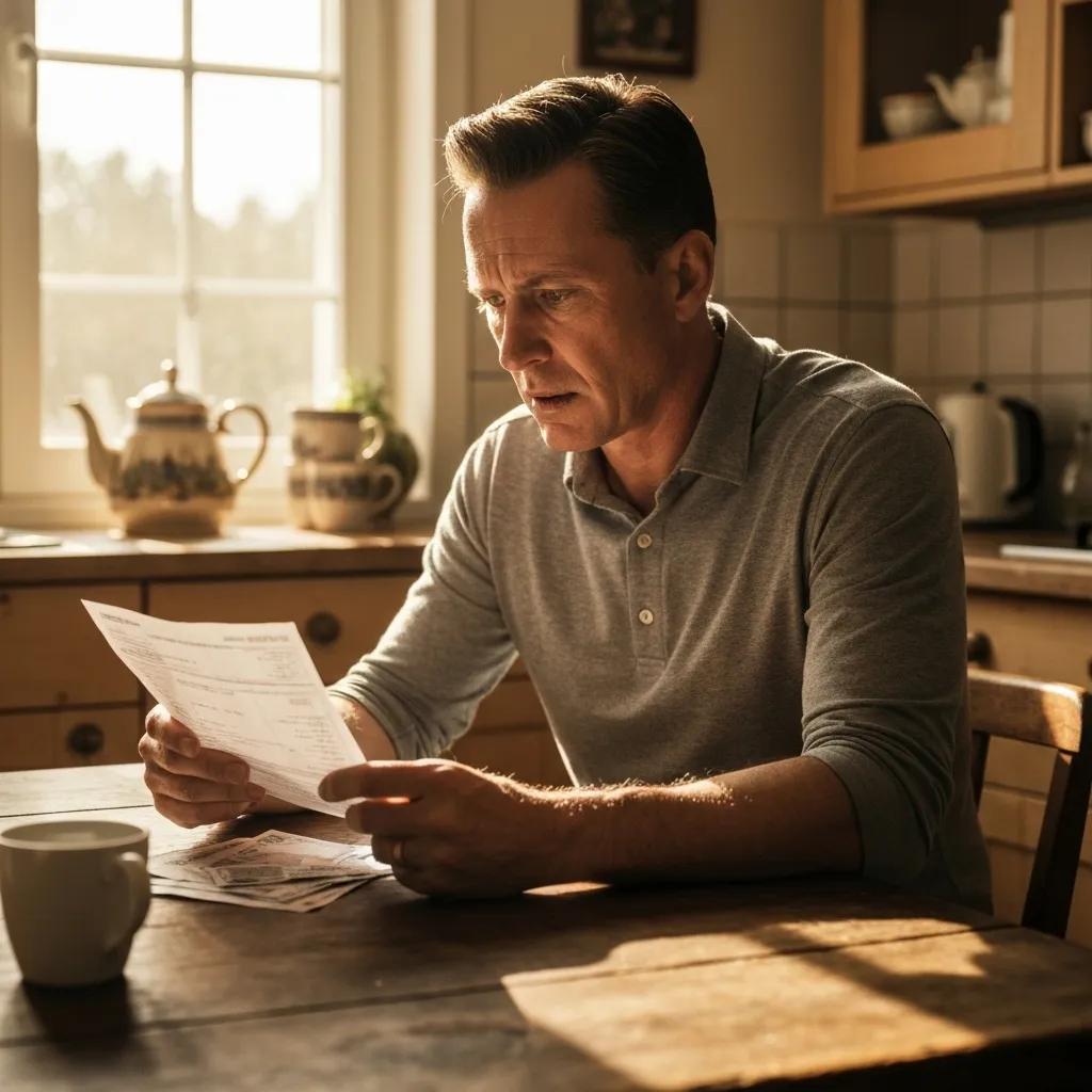 Homeowner reviewing energy bill, reflecting concerns about HVAC efficiency and costs
