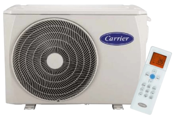Carrier mini-split system with remote control. Consider ductless mini-split installation for efficient cooling and heating in Lewisville, TX.